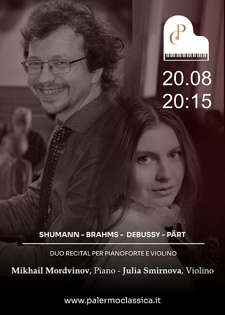 Schumman - Brahms - Debussy - Pärt, Duo Recital per Pianoforte e Violino - Palermo Classica