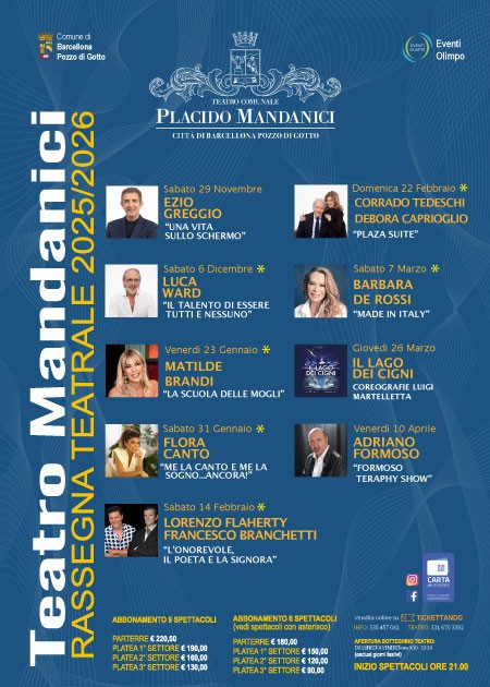 Abbonamento 9 eventi Teatro Mandanici - Rassegna 2025-26 