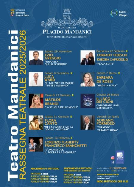 Abbonamento 9 eventi Teatro Mandanici - Rassegna 2025-26 