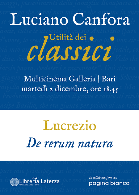 UTILITA' DEI CLASSICI: LUCREZIO, DE RERUM NATURA