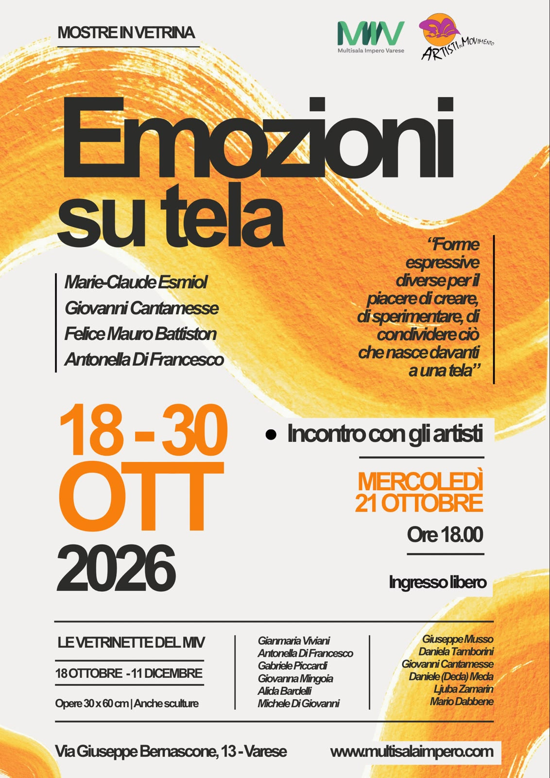Emozioni su tela - mostra dal 18 al 30 ottobre